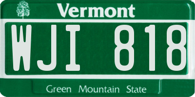 VT license plate WJI818