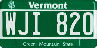 VT license plate WJI820