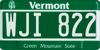 VT license plate WJI822