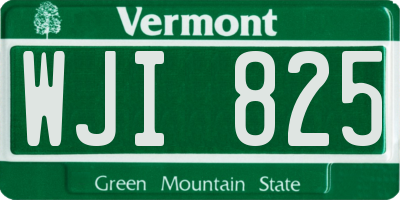 VT license plate WJI825