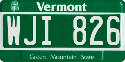 VT license plate WJI826