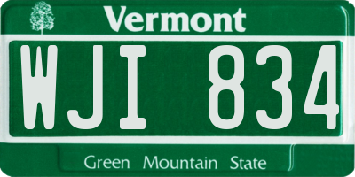 VT license plate WJI834