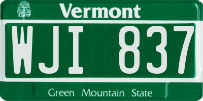 VT license plate WJI837