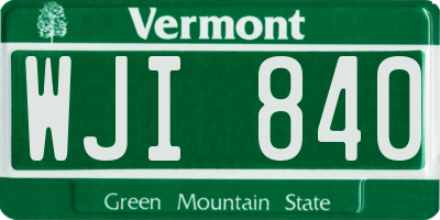 VT license plate WJI840