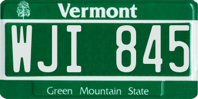 VT license plate WJI845