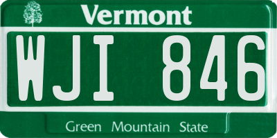 VT license plate WJI846