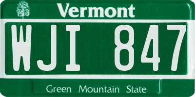 VT license plate WJI847