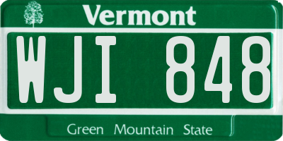 VT license plate WJI848
