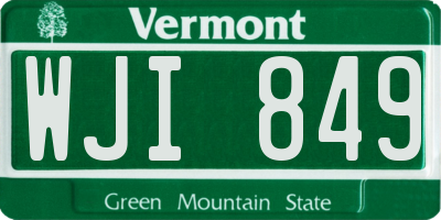 VT license plate WJI849
