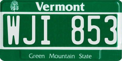 VT license plate WJI853