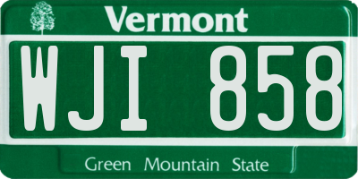 VT license plate WJI858