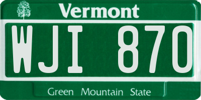 VT license plate WJI870