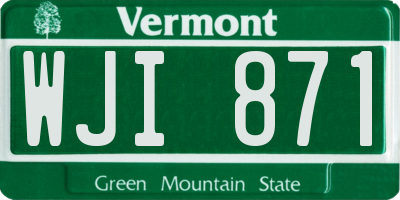 VT license plate WJI871