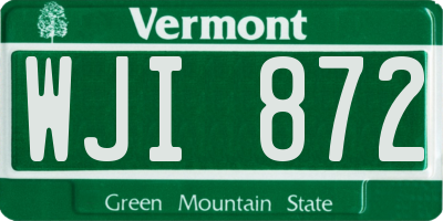VT license plate WJI872