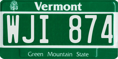 VT license plate WJI874