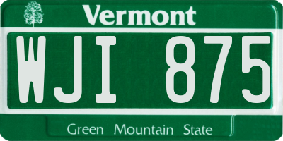 VT license plate WJI875