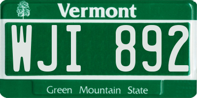 VT license plate WJI892