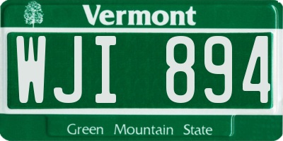 VT license plate WJI894