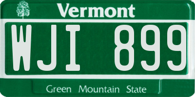 VT license plate WJI899