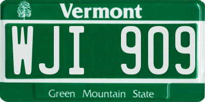VT license plate WJI909