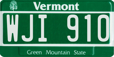 VT license plate WJI910