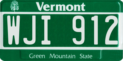 VT license plate WJI912
