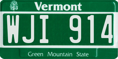 VT license plate WJI914