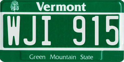 VT license plate WJI915
