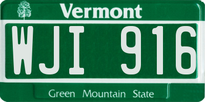 VT license plate WJI916