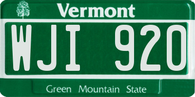 VT license plate WJI920