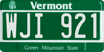 VT license plate WJI921