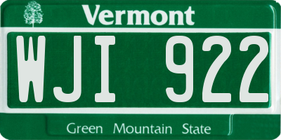 VT license plate WJI922