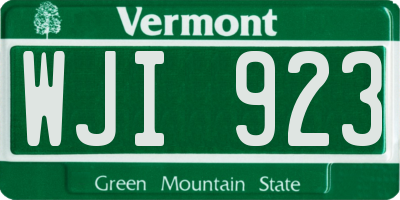 VT license plate WJI923