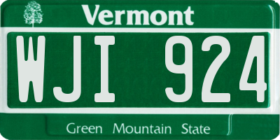 VT license plate WJI924