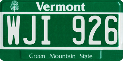 VT license plate WJI926