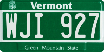 VT license plate WJI927