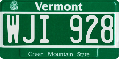 VT license plate WJI928