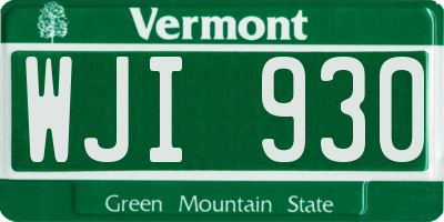 VT license plate WJI930