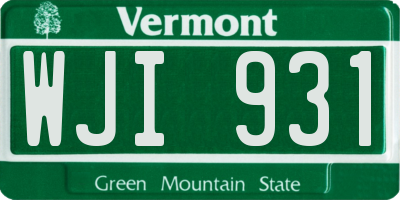 VT license plate WJI931