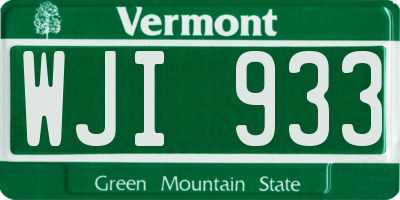 VT license plate WJI933