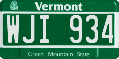 VT license plate WJI934