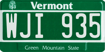 VT license plate WJI935