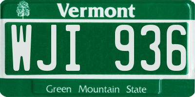VT license plate WJI936