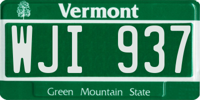 VT license plate WJI937