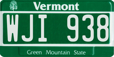VT license plate WJI938