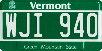 VT license plate WJI940