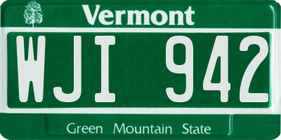 VT license plate WJI942