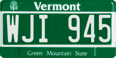 VT license plate WJI945