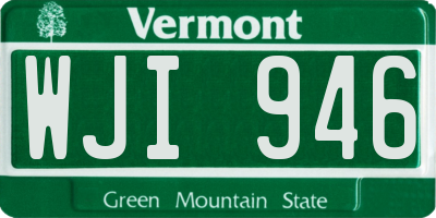 VT license plate WJI946