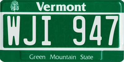 VT license plate WJI947